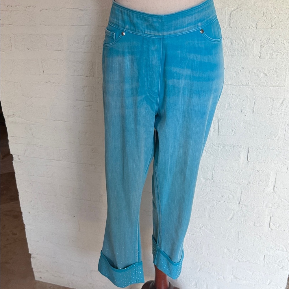 Blue Ombre Capri stretch Jeans